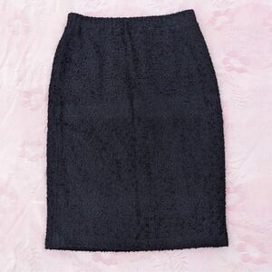 Vintage St. John Couture Boucle Knit Skirt Size 6 Black Lined Pencil Skirt
